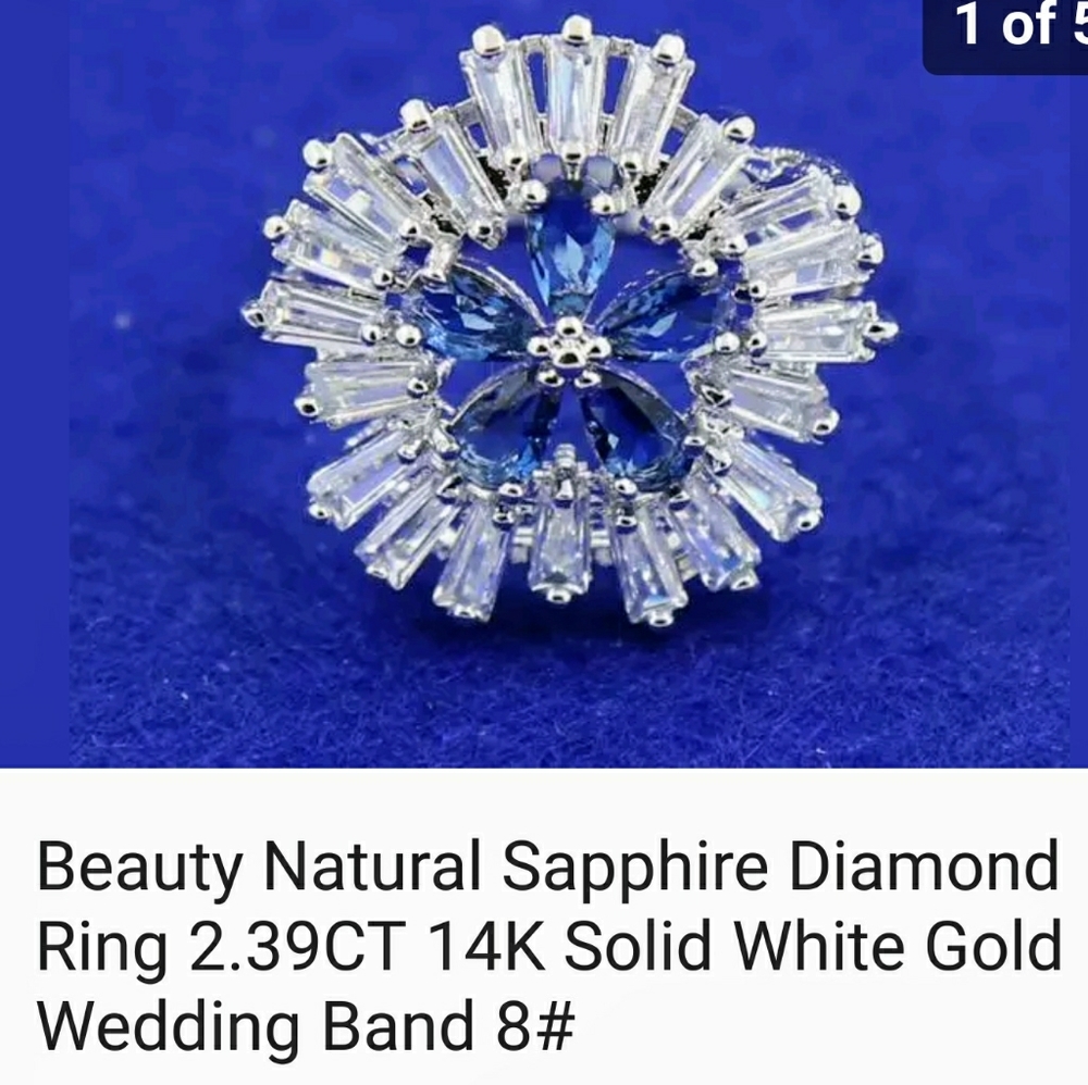 14k white gold and sapphire ring